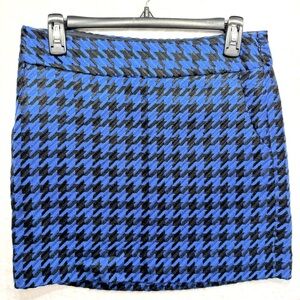 Black and Royal Blue Houndstooth Tweed Mini Skirt from The Limited Preppy